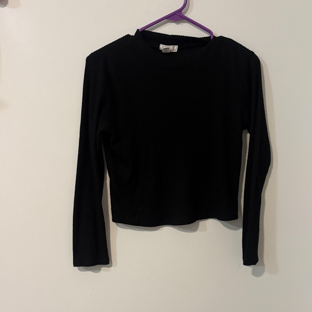 Full Tilt Black Long Sleeve Crop Top